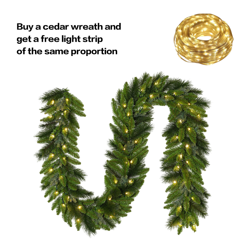 Christmas Wreath with Free LED Light Strip – Festive Artificial Holiday Decor 1.0